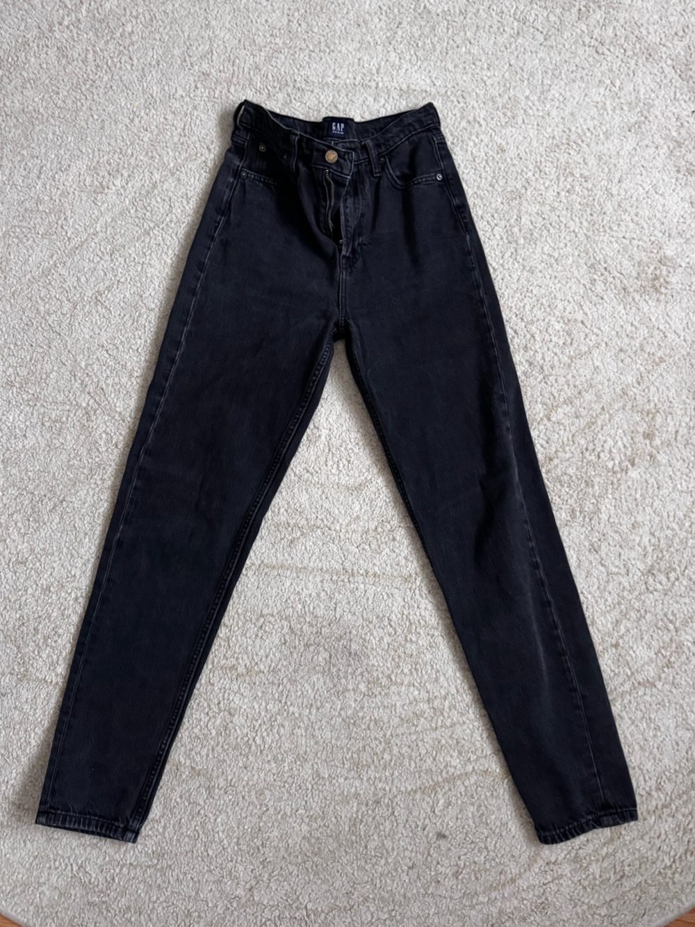 GAP TALL 00/24T Black Wash  High-Waist Mom Jeans Straight Taper